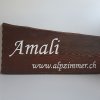 Beschriftung Alpzimmer Amali - Holz statt Plastik